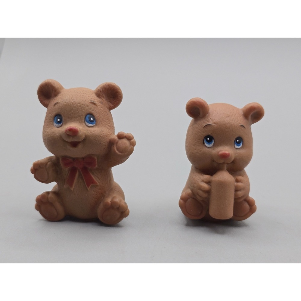 BROWN TEDDY BEAR TOY - Miniature Dollhouse 2" Baby Doll Nursery Barbie/Kelly 2PC